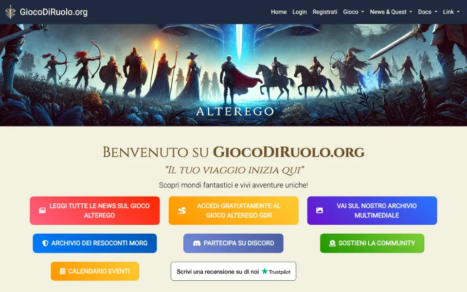 La page d’accueil de GiocoDiRuolo.org